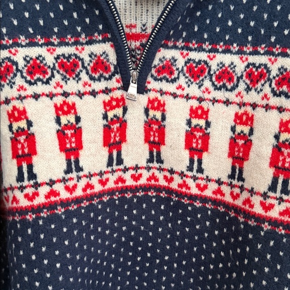 NWT Anthropology Nutcracker Navy and Red Patterned Sweater♥️ - Picture 2 of 3